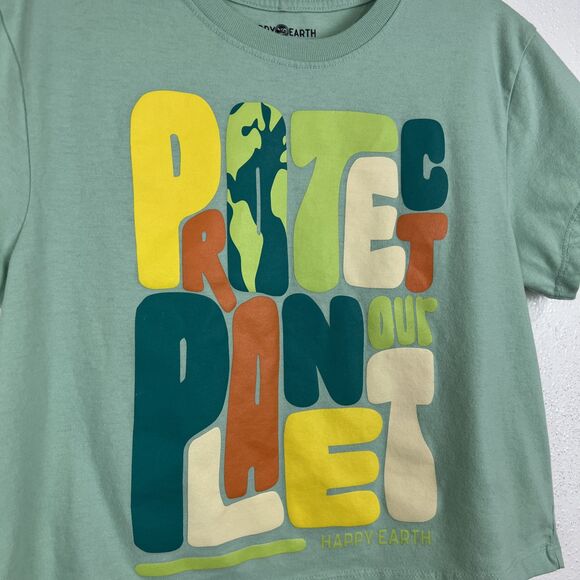 Happy Earth Shirt Youth Extra Large Green Short Sleeve Protect Our Planet Tee - Picture 4 of 10